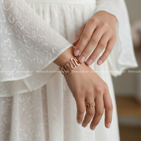 ست دستبند و انگشتر مسی مدل ماری