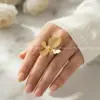 انگشتر استیل گل طلایی