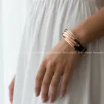 دستبند چرم مشکی رزگلد