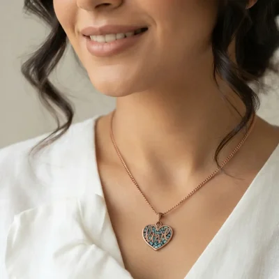 گردنبند مس و فیروزه LOVE