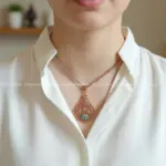 گردنبند فیروزه گل و مرغ