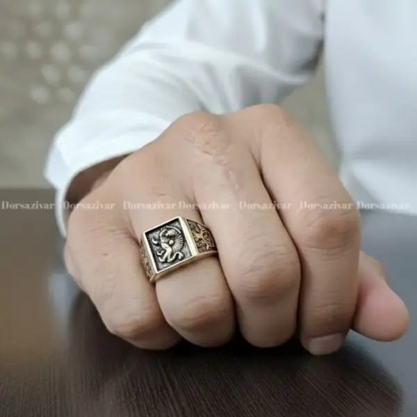 انگشتر طلاروس مردانه شیروخورشید