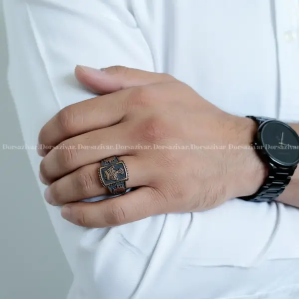 انگشتر طلاروس مردانه طرح تاج