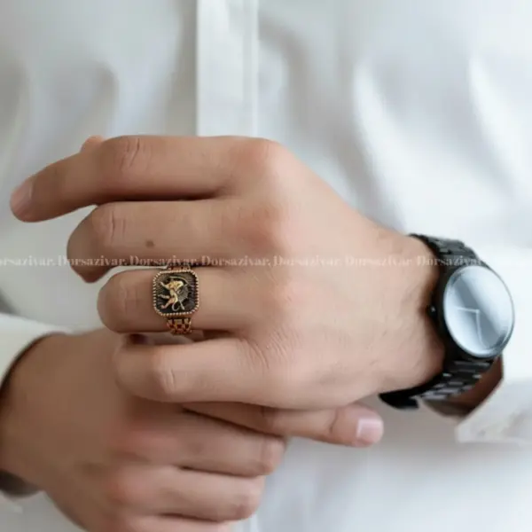 انگشتر طلاروس مردانه شیر و خورشید