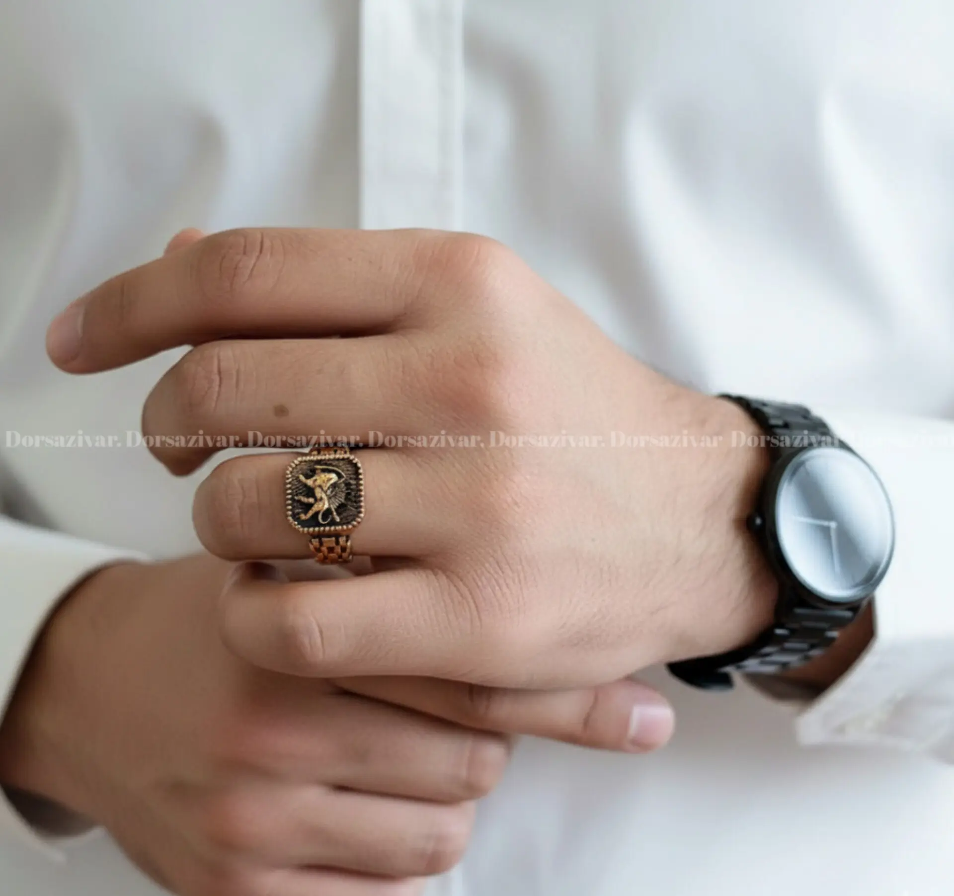 انگشتر طلاروس مردانه شیر و خورشید