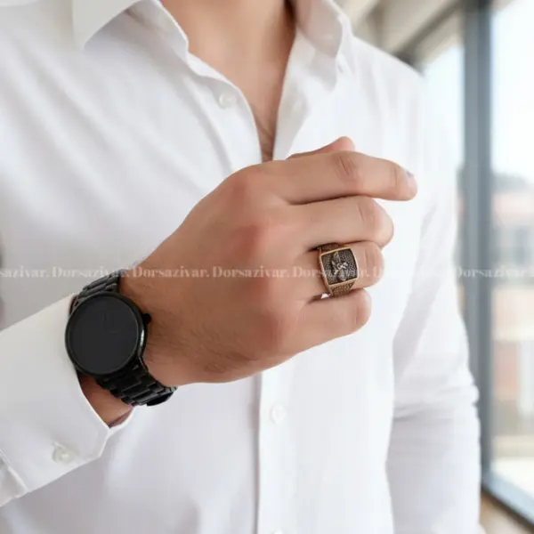 انگشتر طلاروس مردانه فروهر سیاه