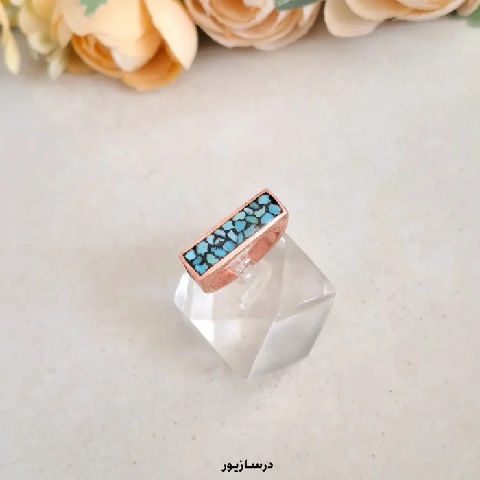 انگشتر مس و فیروزه تخت - تصویر 2