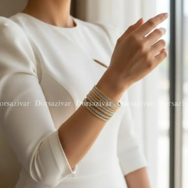 النگو طلاروس الماس تراش دو رنگ (7عددی)