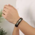 دستبند چرم و فیروزه ضربان قلب
