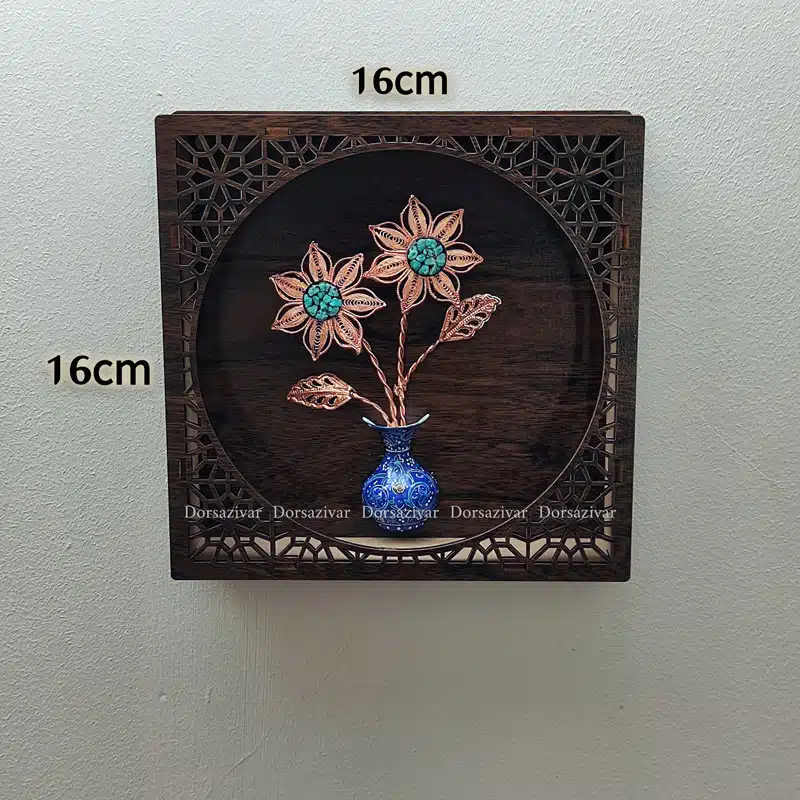 قاب گل مس و فیروزه مدل نایریکا