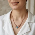 گردنبند مس و فیروزه قلب بالدار