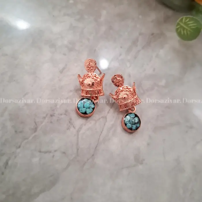گوشواره مس و فیروزه تاج