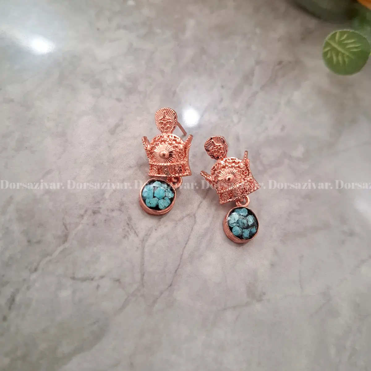 گوشواره مس و فیروزه تاج