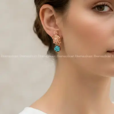گوشواره مس و فیروزه تاج
