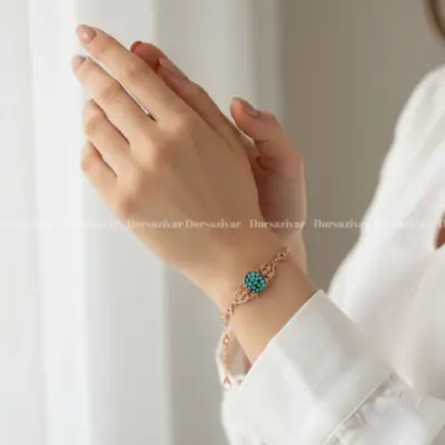 دستبند مس و فیروزه المیرا