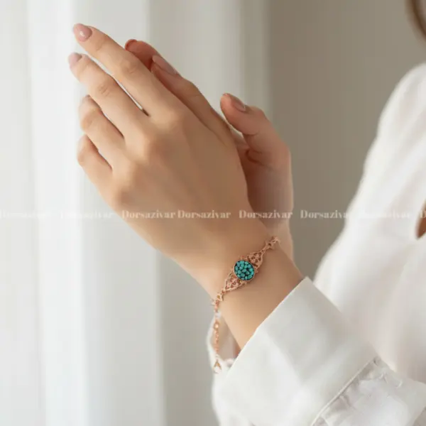 دستبند مس و فیروزه المیرا