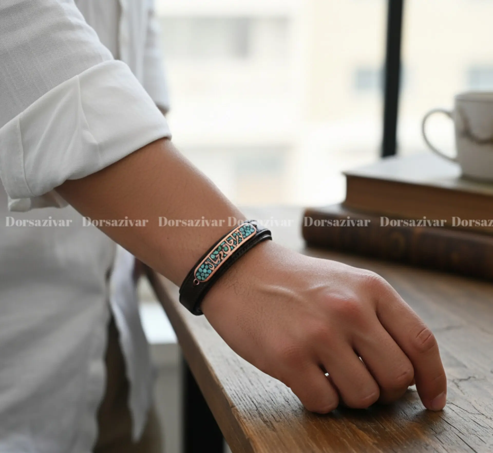 دستبند چرم و فیروزه تو مرا جان و جهانی - Image 3