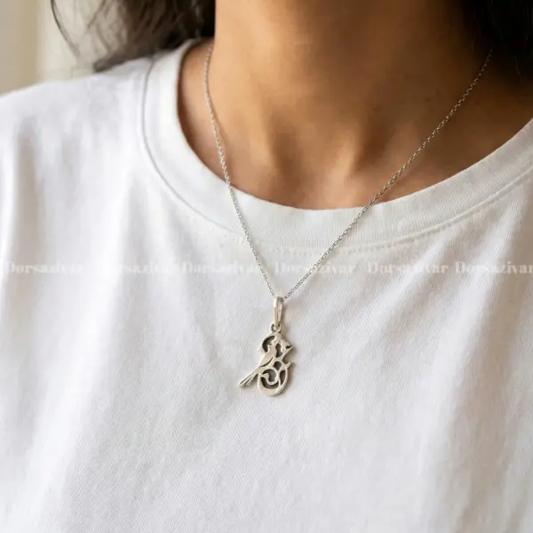 گردنبند مس و مینا مرغ عشق