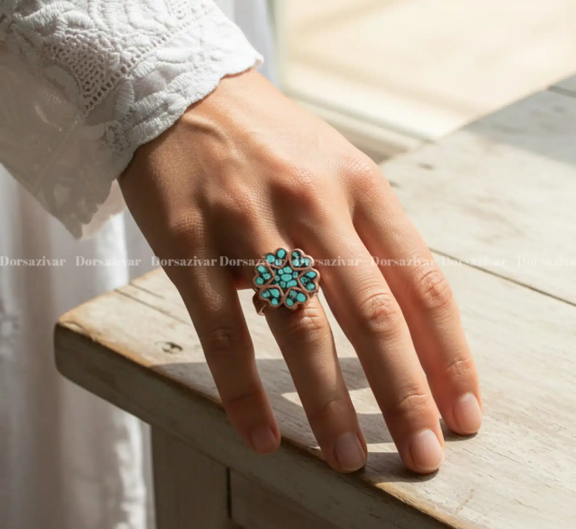 انگشتر مس و فیروزه بنیتا