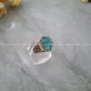 انگشتر طلاروس و فیروزه مردانه هندسی