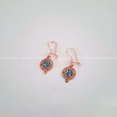 گوشواره مس و فیروزه مینیمال