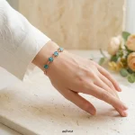 دستبند مس و فیروزه گلی