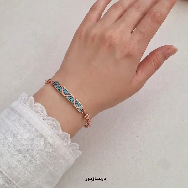 دستبند مس و فیروزه اسپرت شش