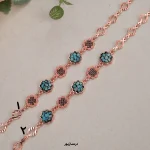 دستبند مس و فیروزه و مارگازیت گلی پنج