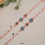 دستبند مس و فیروزه و مارگازیت گلی سه